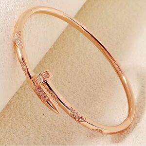 Nail Rose Gold Bangle Bracelet